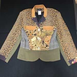 Carole Little Sz 10 Lightweight Blazer Multi Print